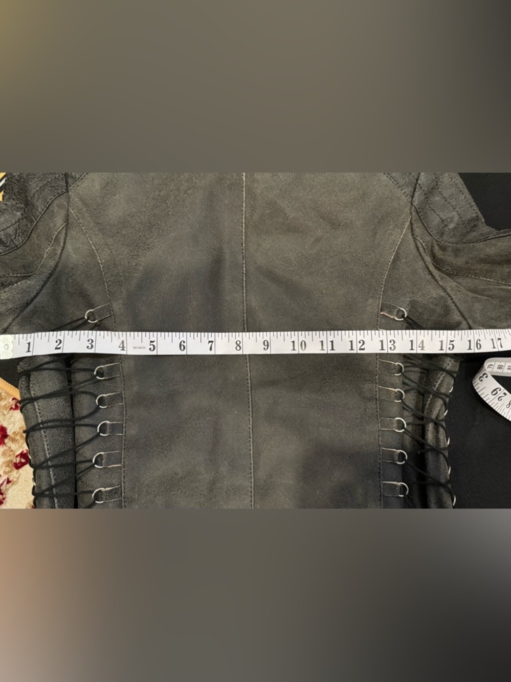 NEW LAMBSKIN Leather Oscar Leopold Moto distressed Jacket corseted back street M - Picture 12 of 12